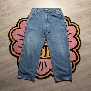 Vintage Y2K Carhartt Original Dungaree Fit Carpenter Denim Work Jeans 34x28 Blue